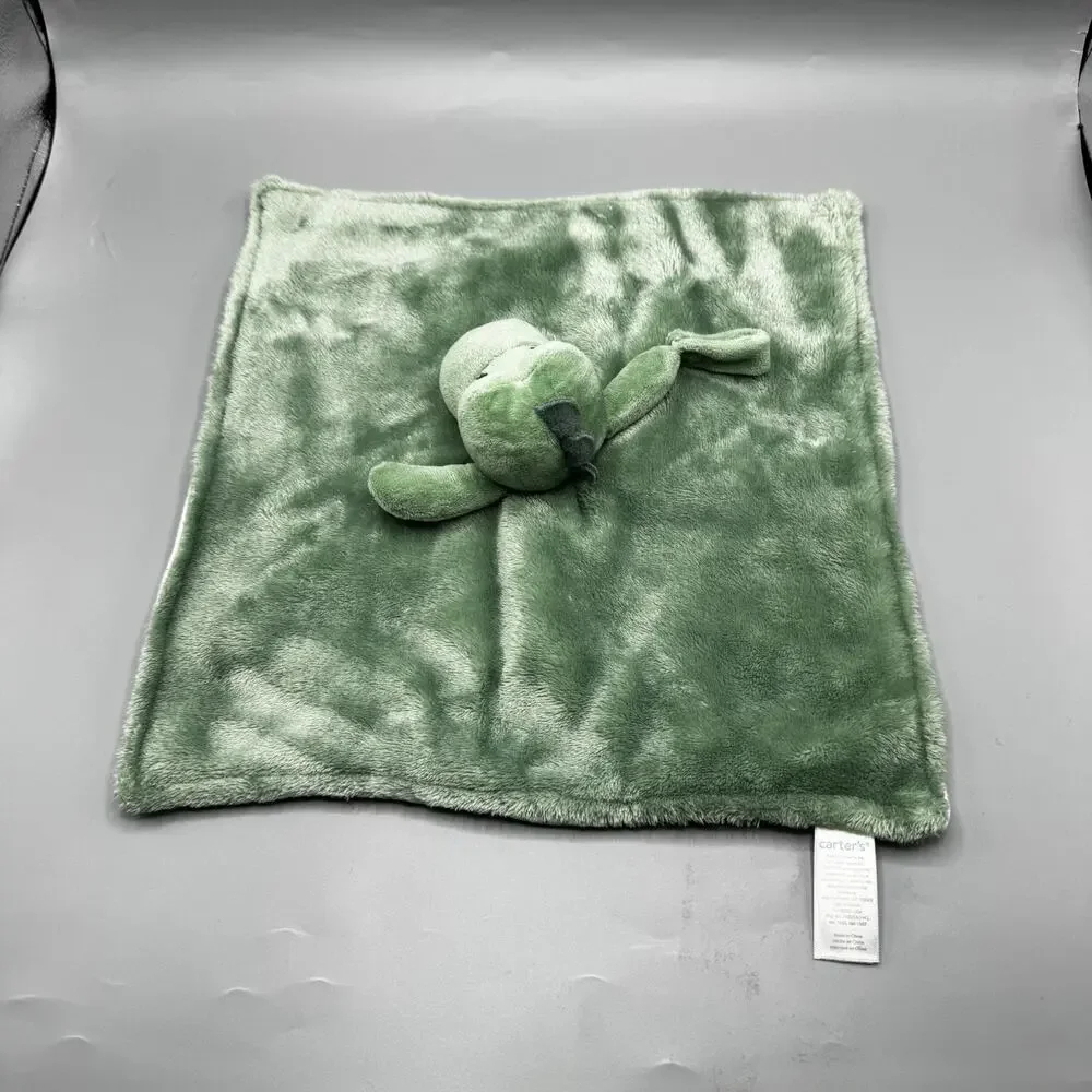Carters Green Alligator Crocodile Lovey Security Blanket Stripes Pacifier Holder